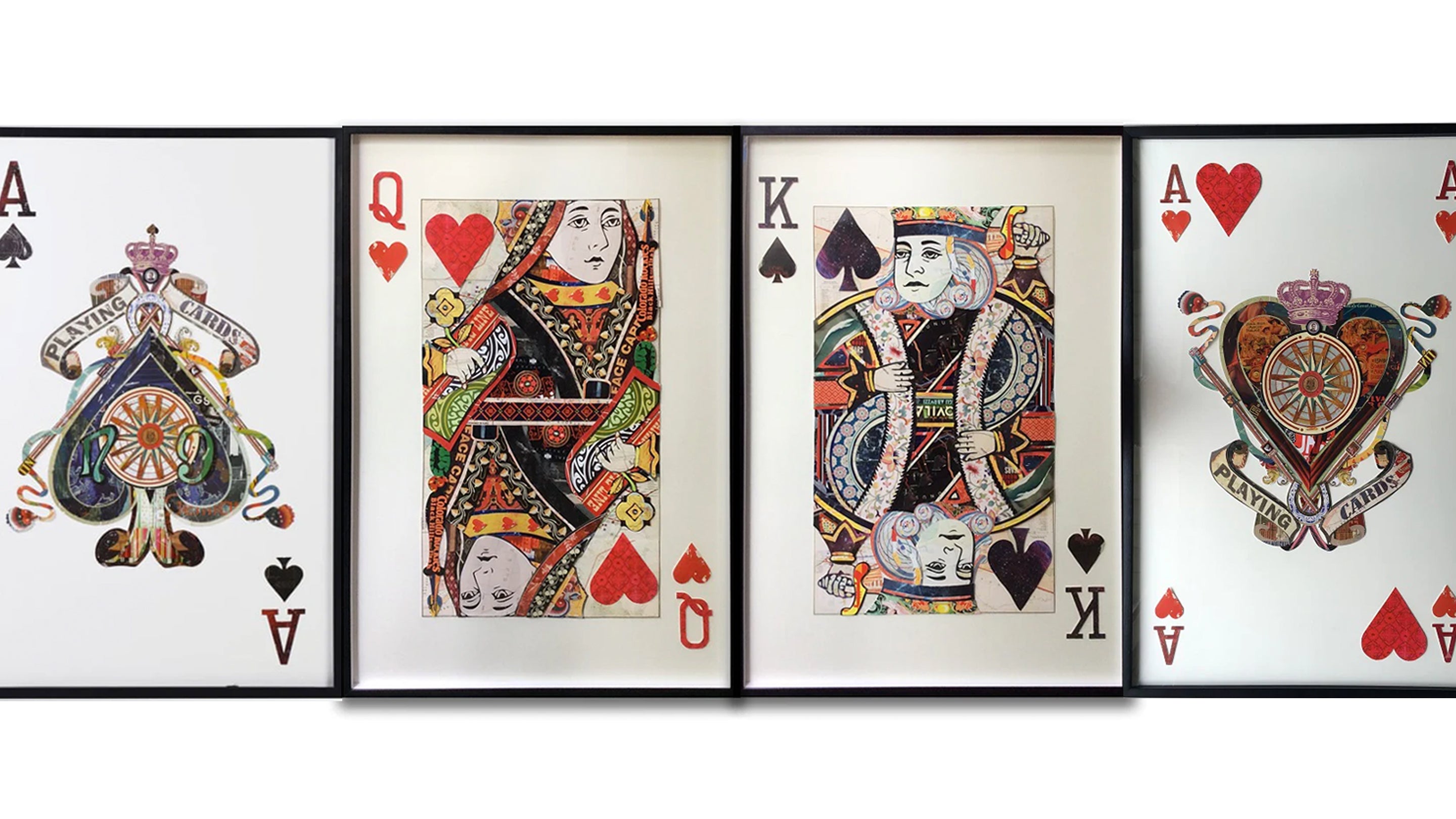 Playing Cards Wall Pictures, 3D Wall Art, King of Heart Picture, Queen of Hearts, Ace Wall Art