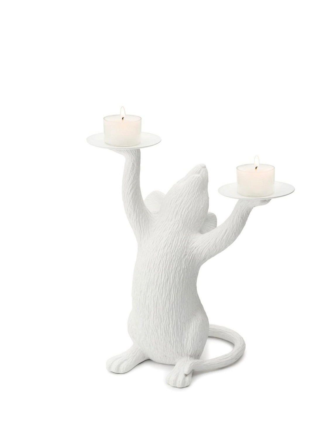 White Mouse Candle Holder Double, Rat Tea Light holder