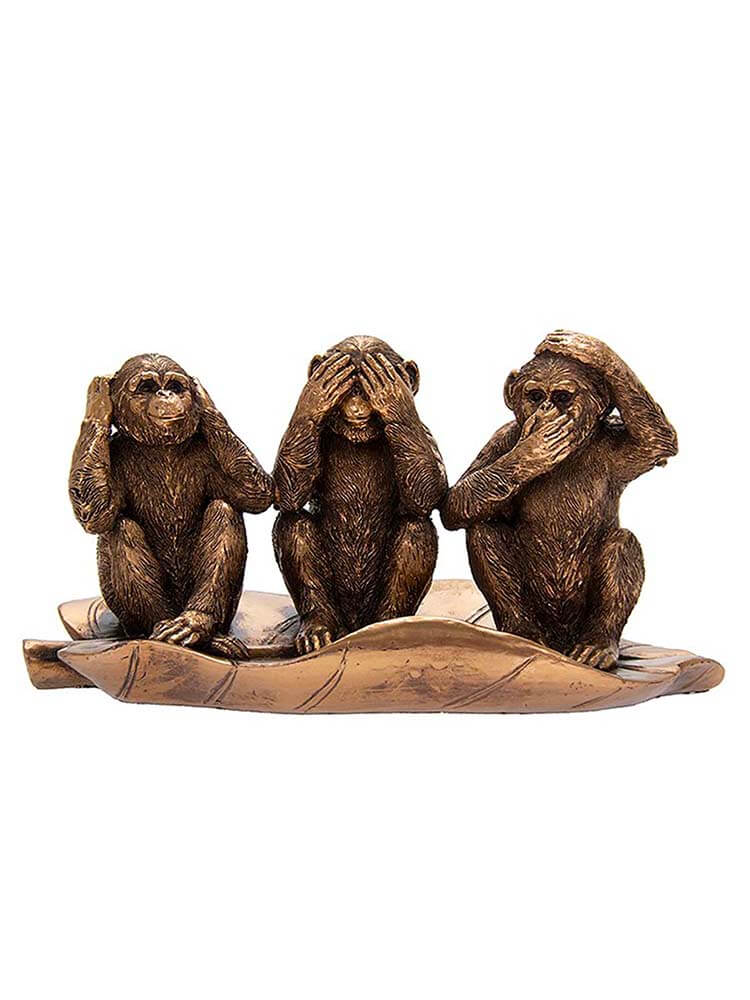 Three Wise Monkeys on Lotus Leaf Ornament