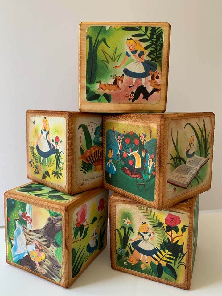 Tall-Alice-Decoration-Alice-in-wonderland-name-blocks, Alice in wonderland Wooden Decor