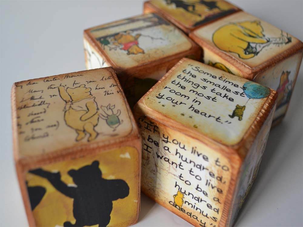 Personalised Baby Blocks, Classic Winnie The Pooh