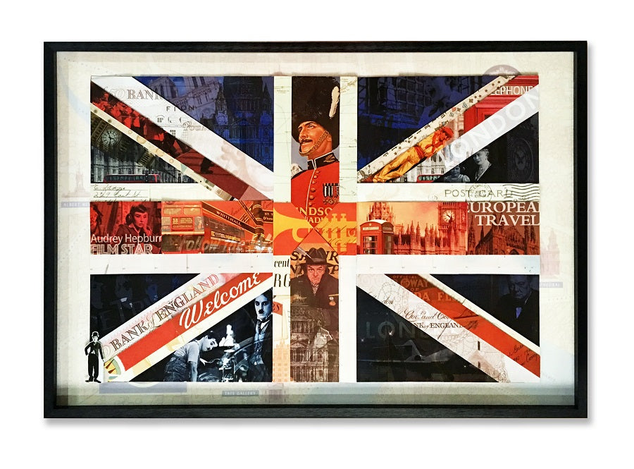 Union Jack 3D Collage Framed  Wall Picture