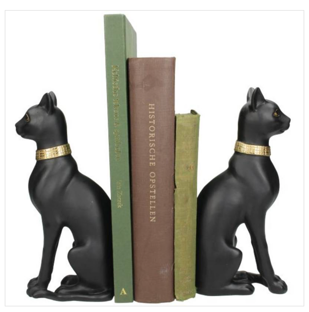 Egyptian Cat bookends - Black Cat Bookends