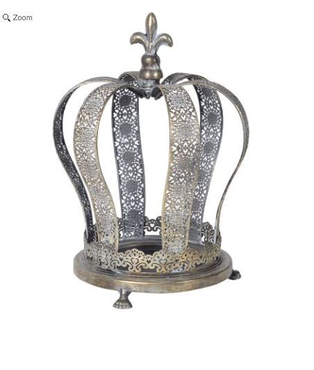 Vintage Shabby Chick Style Distressed Crown Candle Holder
