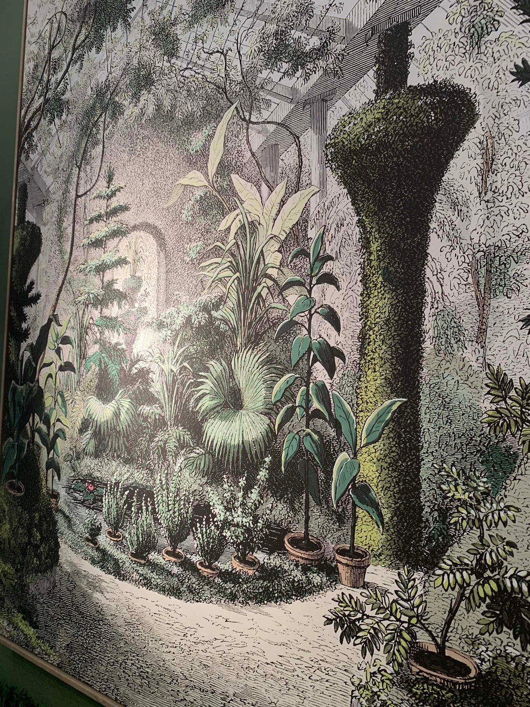 Conservatory Canvas Wall Art, Eden Garden Brown Framed Canvas Picture, 145cm