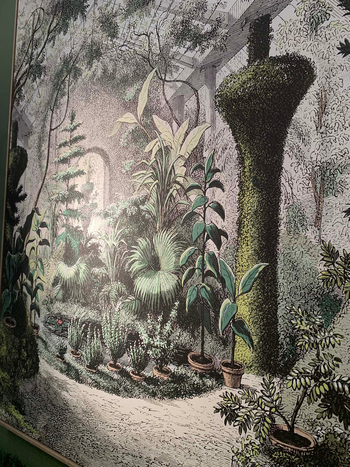 Conservatory Canvas Wall Art, Eden Garden Brown Framed Canvas Picture, 145cm