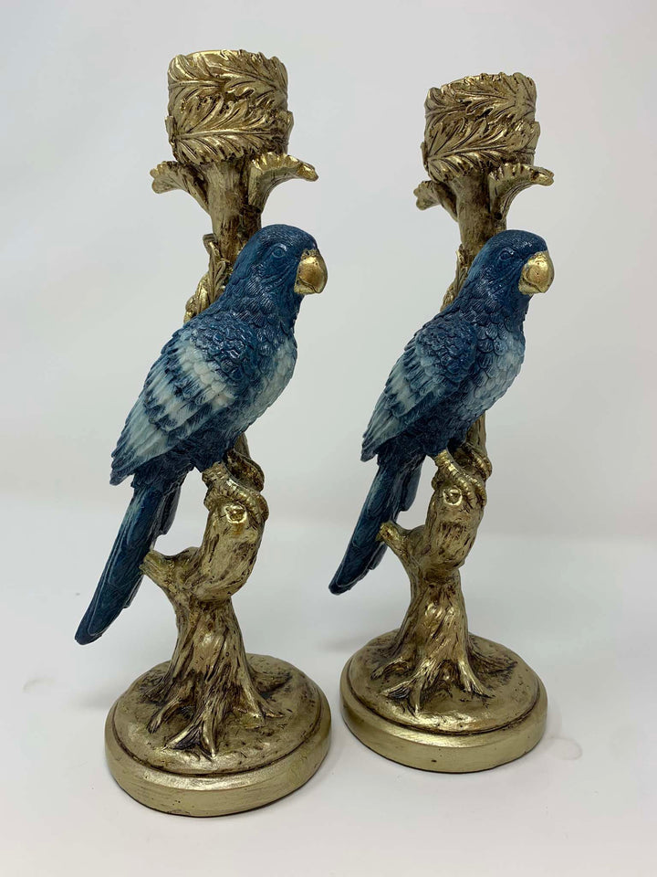 Blue Parrot Candle Holder