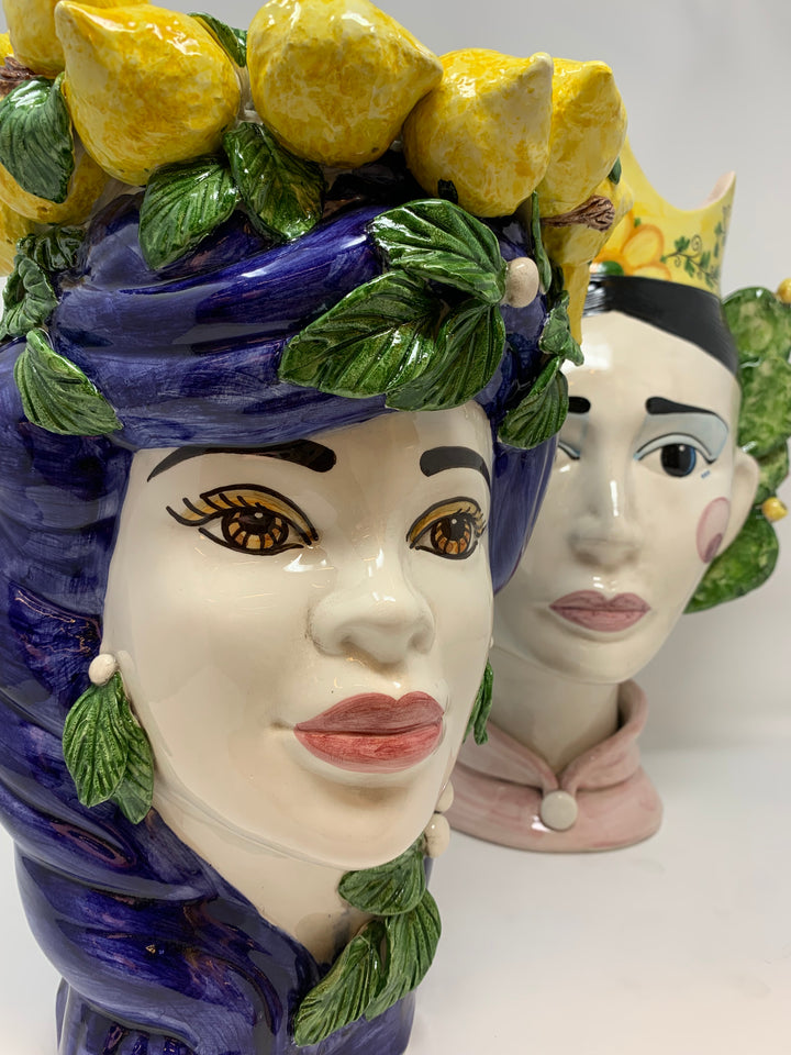 Moro Head vases, Lady Sicily Vase head, Italian handmade ceramic vase