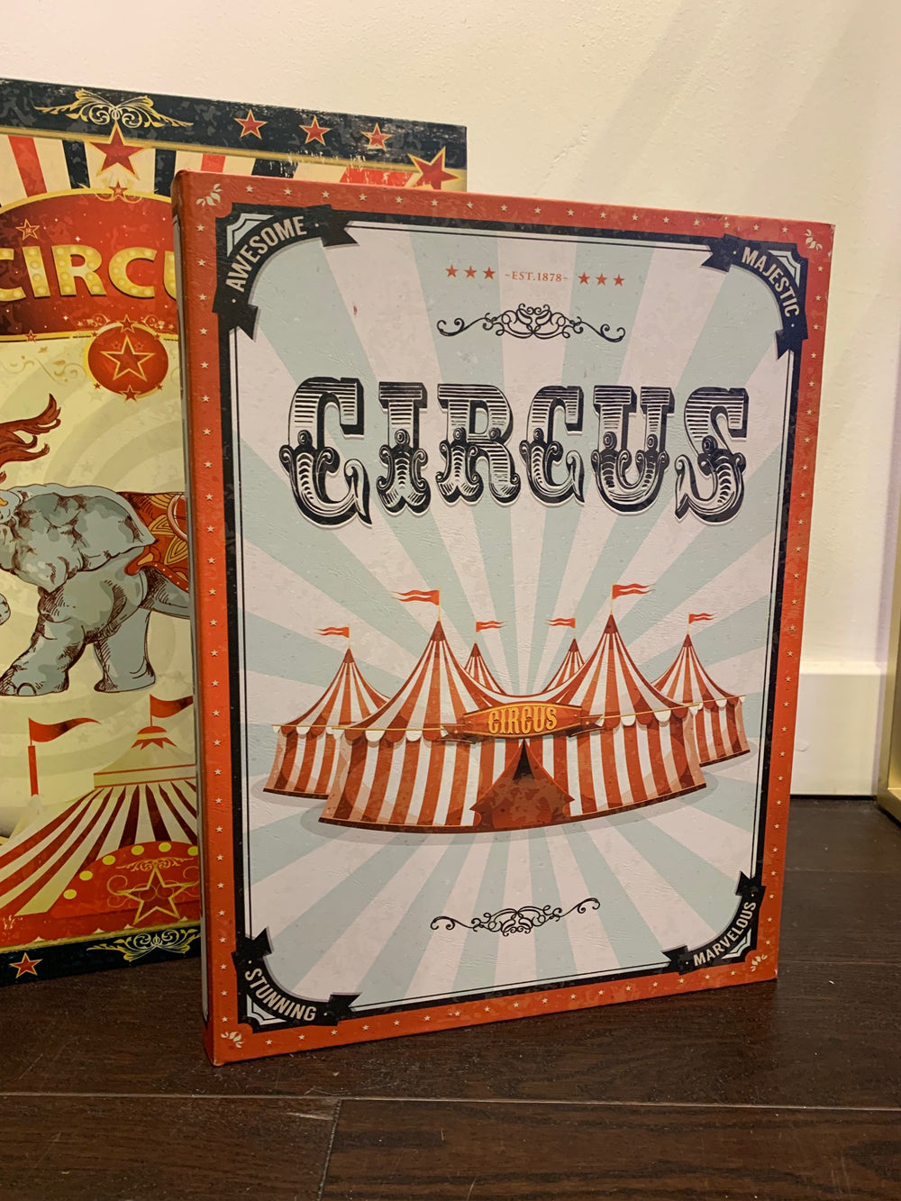 Circus tent box, American Circus Book Box Set, Circus Dumbo Storage Boxes