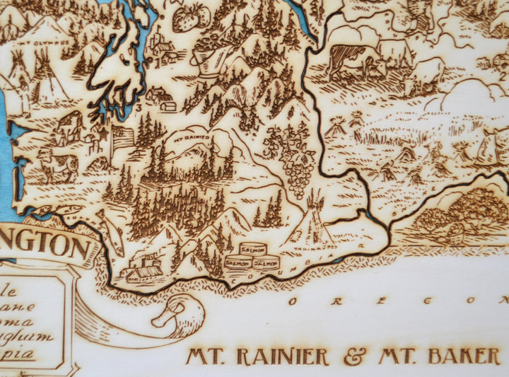 Personalized Wedding Map, Washington Topographic Wooden Map Chart