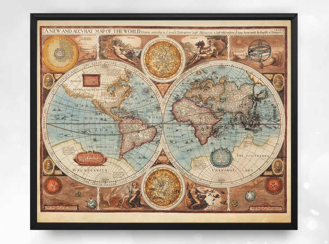 Vintage Map of the World, Antique Map Print