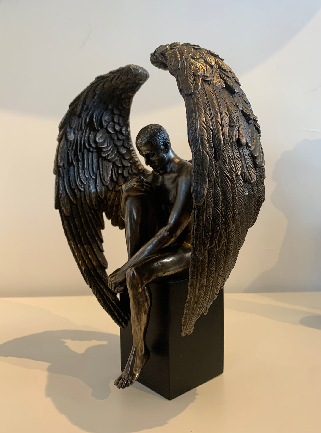 Angel Man, Man with Wing Back, Angel Wing Man Statue, Bronze Plated statue