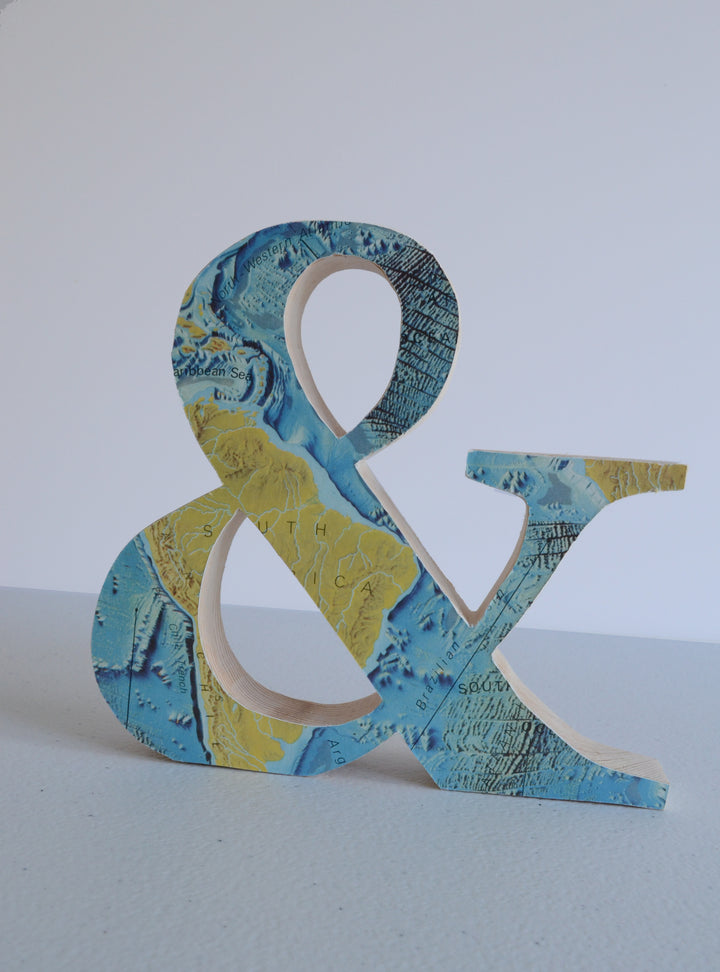 Map ampersand, wedding decoration, Map Covered Wooden Letters, Travel  Letters, Personalised Map Décor