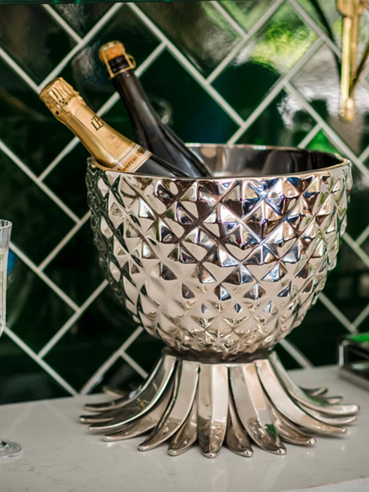 Silver Pineapple Wine Bottle Cooler, 30cm