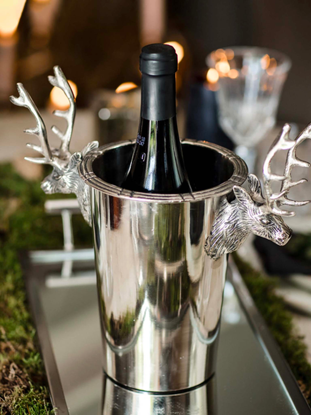 Silver Stag Wine Bottle Holder, 27cm