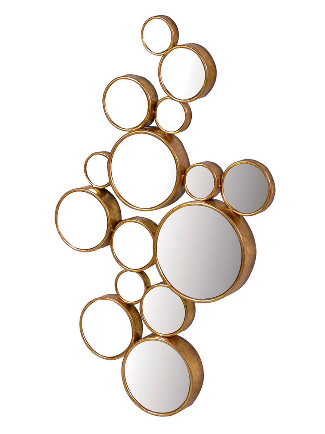 Gold mirror, fifteen circles wall mirror, Antique gold metal mirror