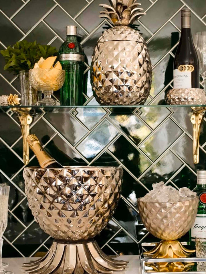 Silver Pineapple Wine Bottle Cooler, 30cm
