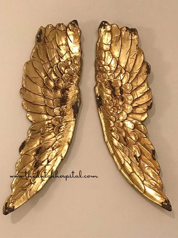 Pair of Large gold angel wings Antique gold