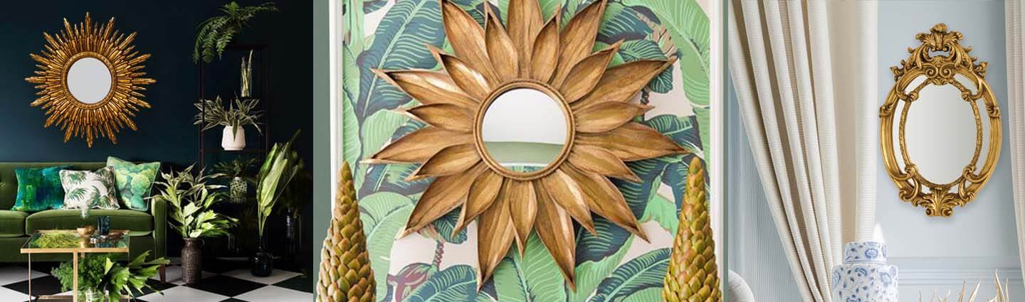 Hollywood Regency Style Mirrors, Furniture, Home Decor, Sun Mirrors, Gold Accents 