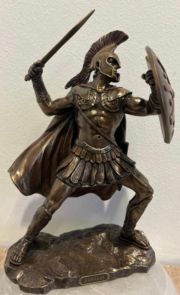 Greek Hero Achilles Holding Sword and Shield