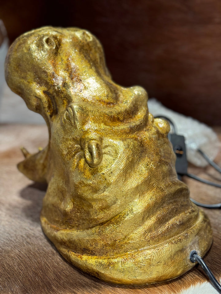 Gold Hippo Table Lamp