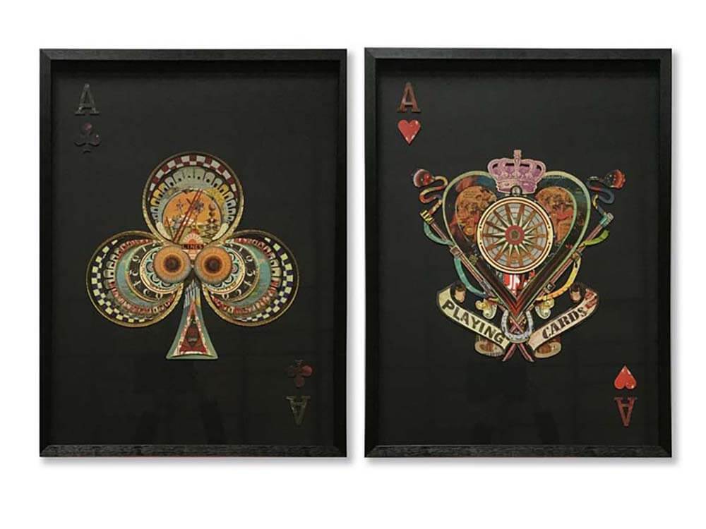 Ace of hearts and ace of club wall picture, large living room wall arts.