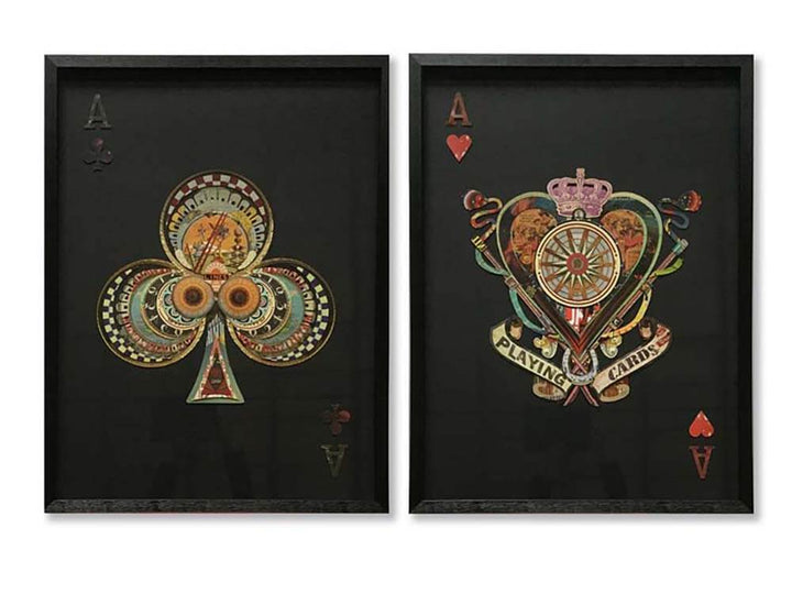 Ace of hearts and ace of club wall picture, large living room wall arts.