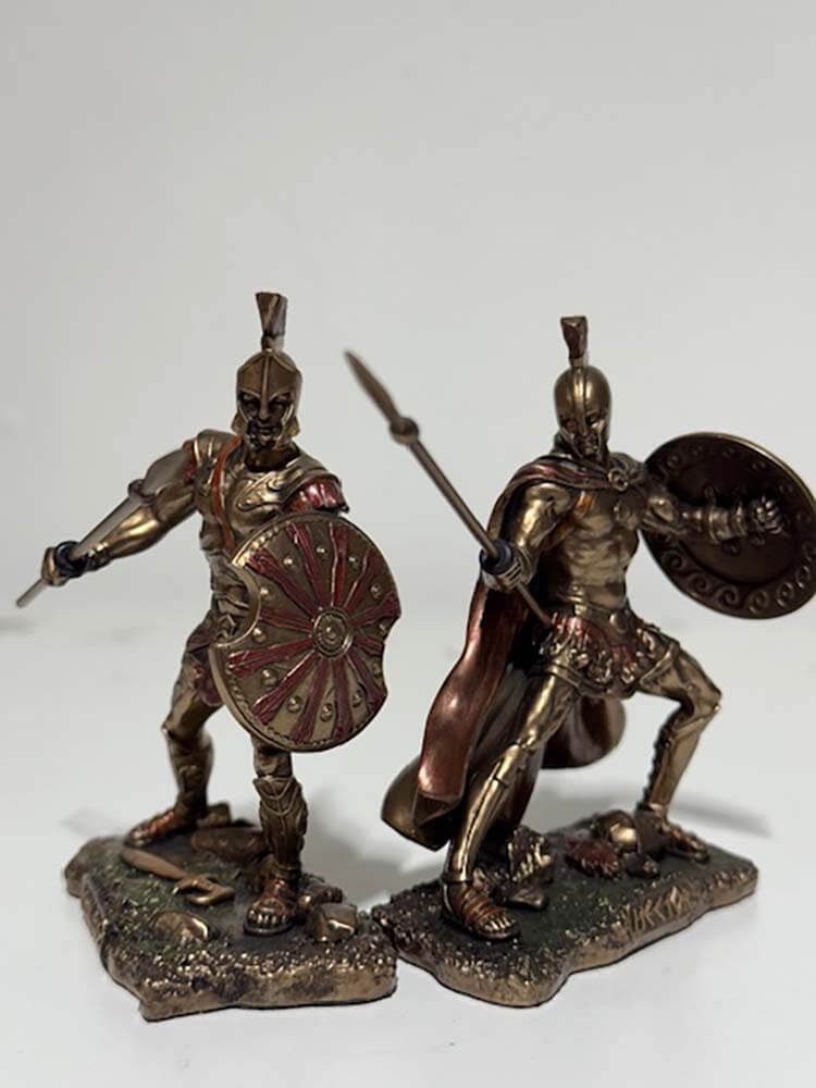 Trojan Prince Hector Fighting the Greek Hero Achilles Sculptures, Pair, Large