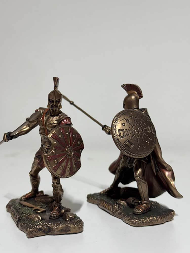 Trojan Prince Hector Fighting the Greek Hero Achilles Sculptures, Pair, Large