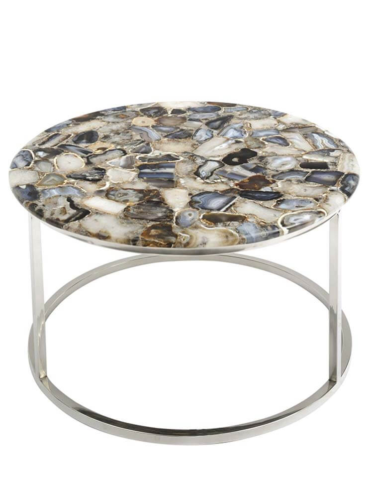 Agate Round Coffee Table On Nickel Frame