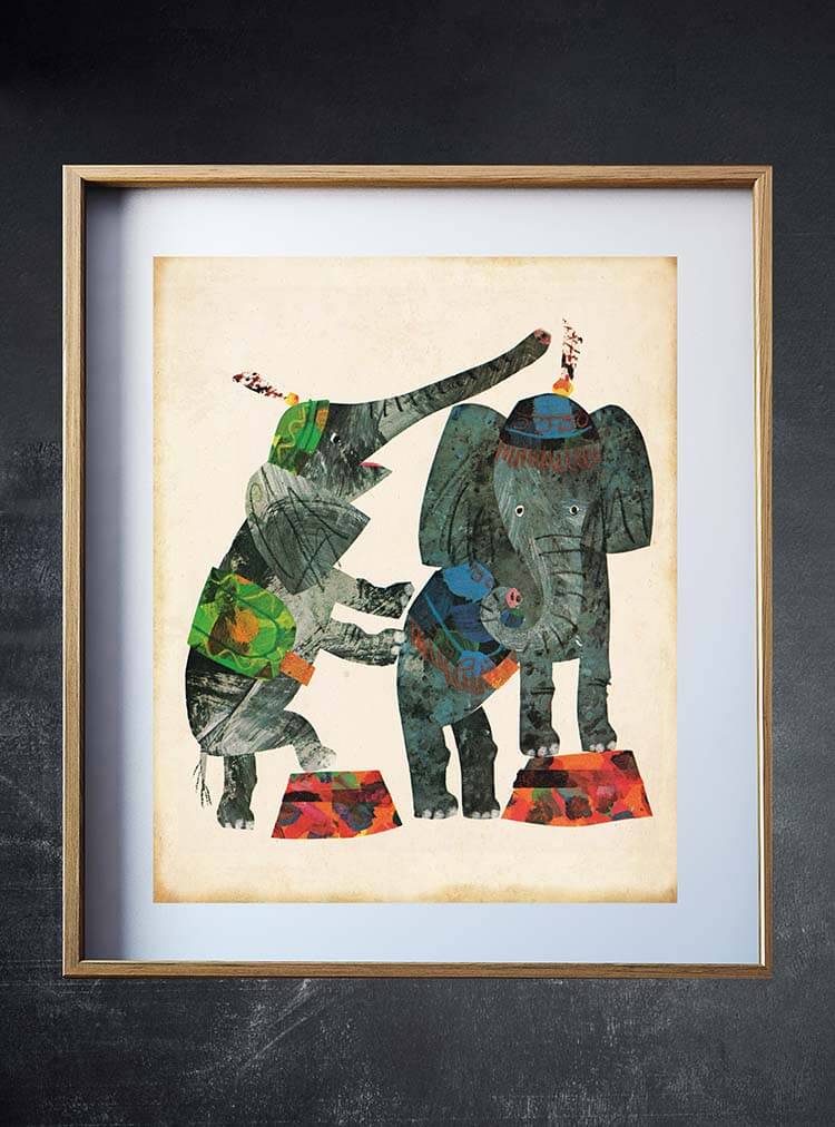 circus elephant print, circus lion nursery art, clown nursery print, tightrope walker print, ringmaster print, vintage acrobat art print, big top wall art