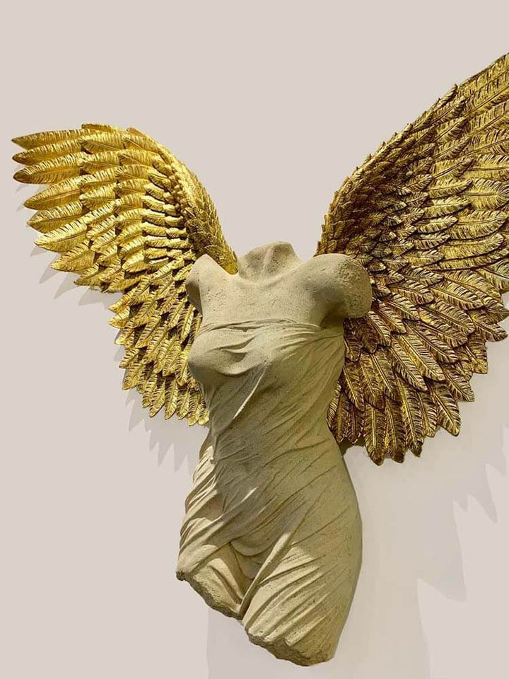 Winged Angel Gold, Large gold wings, the Nike of Samothrace Gold wing statue 