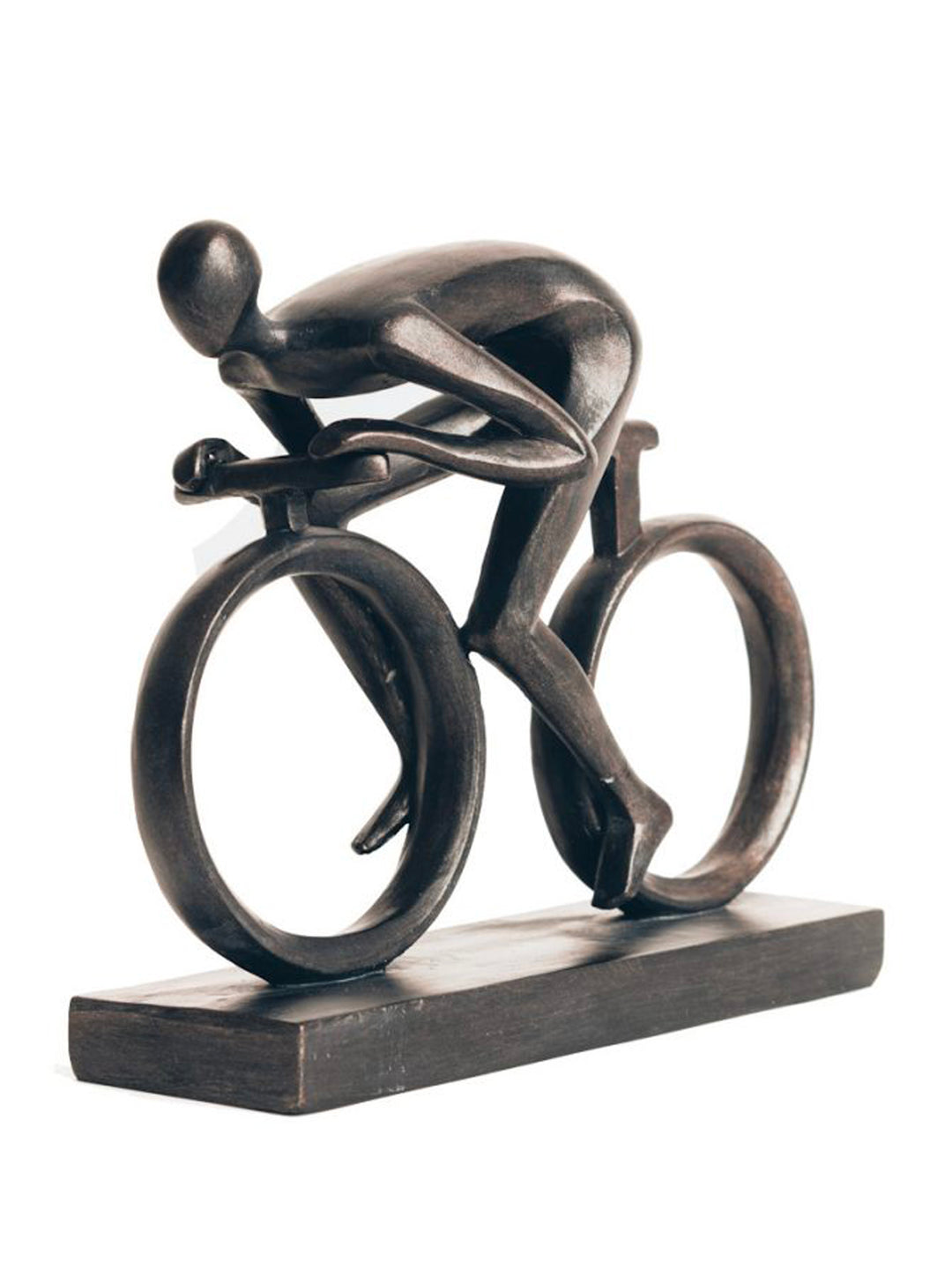 large bronze colour cyclist 
