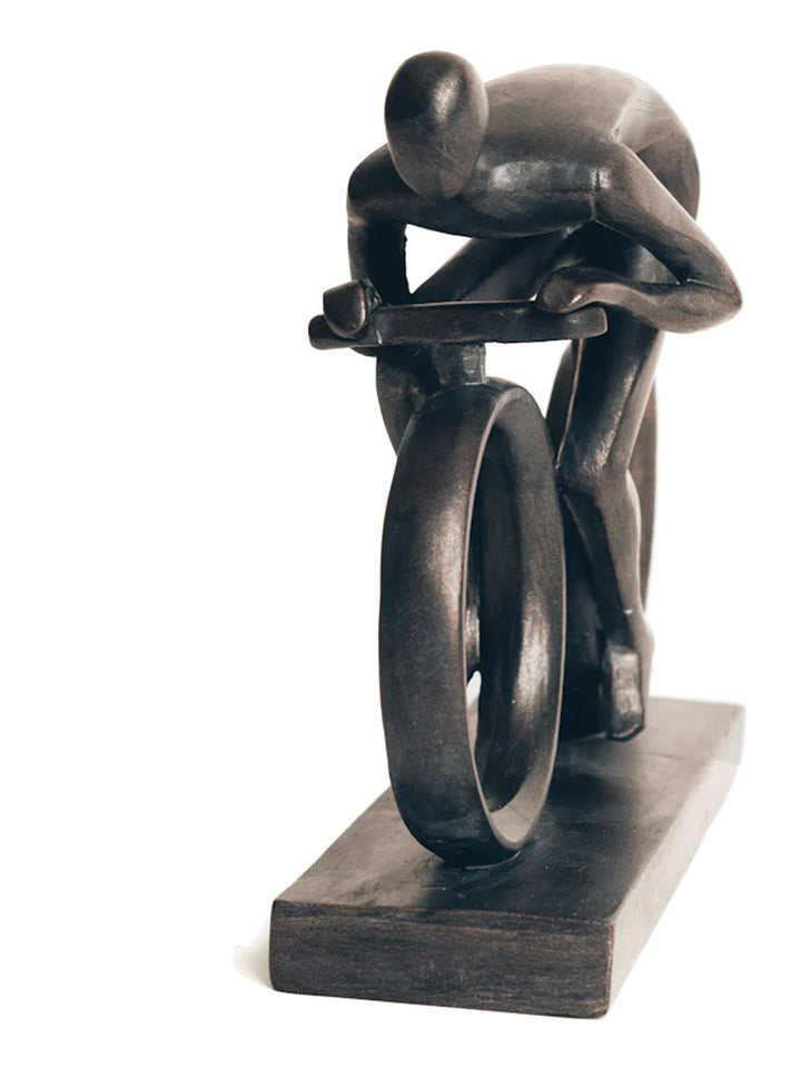 Cyclist, Man Riding a Bicycle Sculpture, 17cm