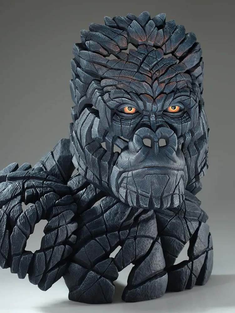 Matt Buckley Edge Sculpture, Best contemporary animal sculptures, Where to buy Edge Sculpture in the UK, Black Ape, Gorilla Bust