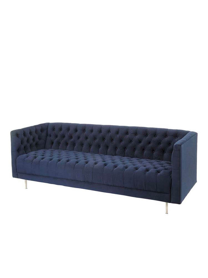 Blue Velvet Three Seater Sofa, 210cm