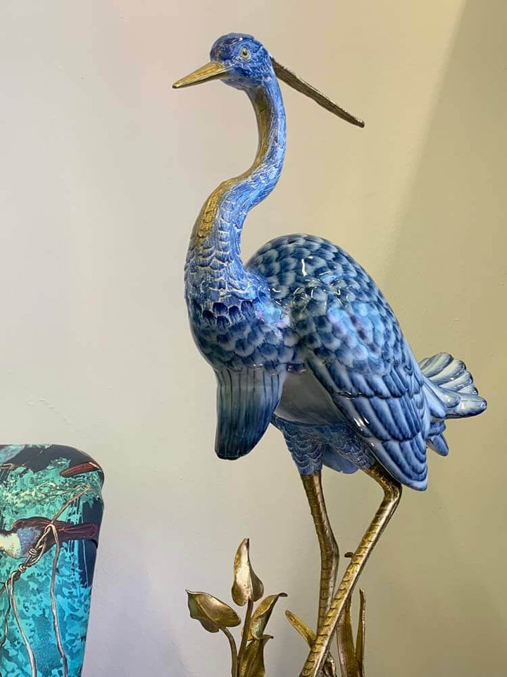 blue heron decorative figurine, wildlife-inspired home décor