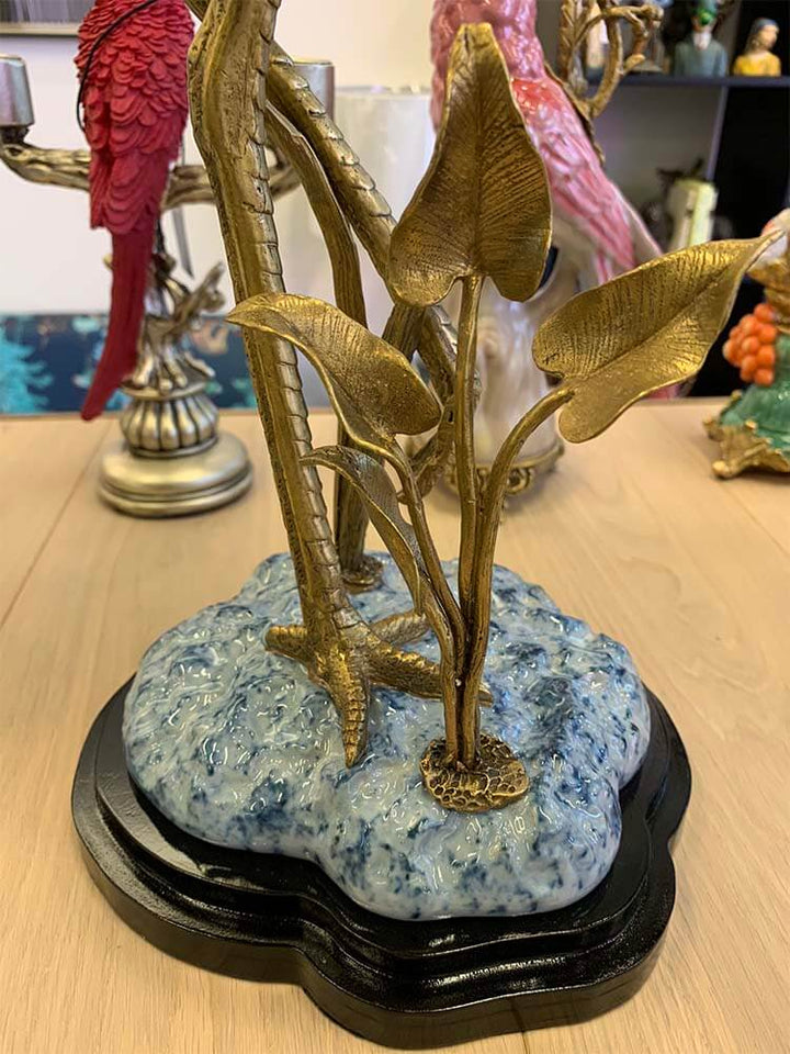 blue heron ornament, porcelain heron sculpture, bronze heron figure, designer heron décor, marble heron statue