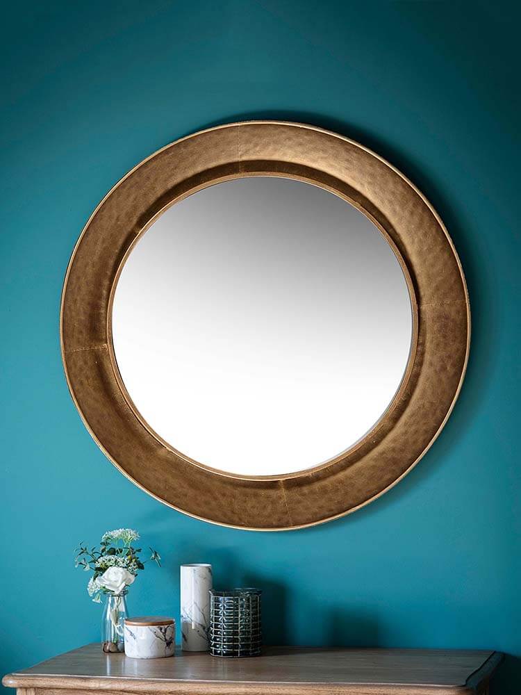 Large wall mirror in bronze colour, Round scooped wall mirror 