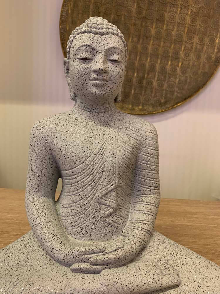 Seated Buddha Statue Grey Stone Effect, 40cm