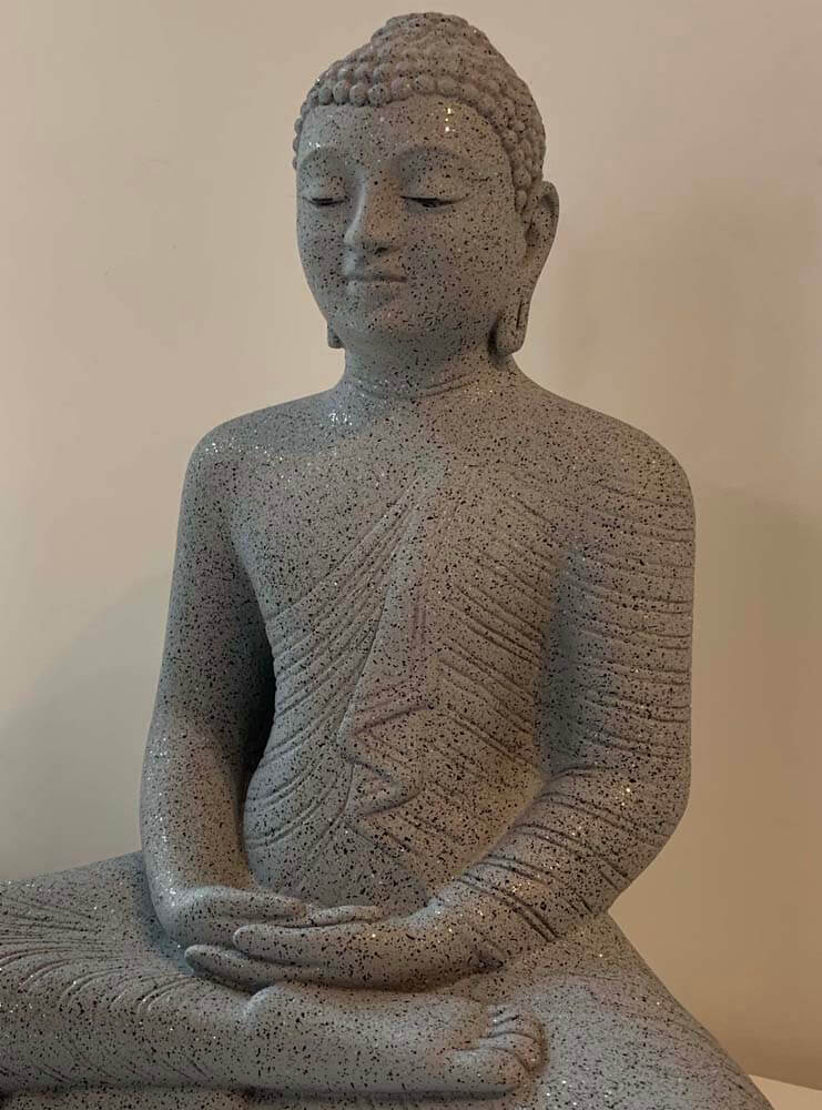 Lifelike Buddha Statue with Stone-Effect Finish – Grey