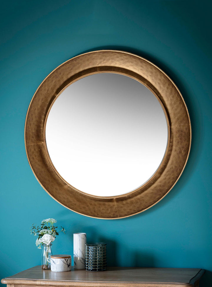 Bronze Wall Mirror, large round mirror gold