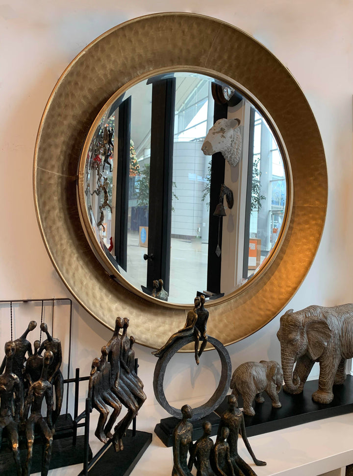scooped mirror, Bronze finish round wall mirror