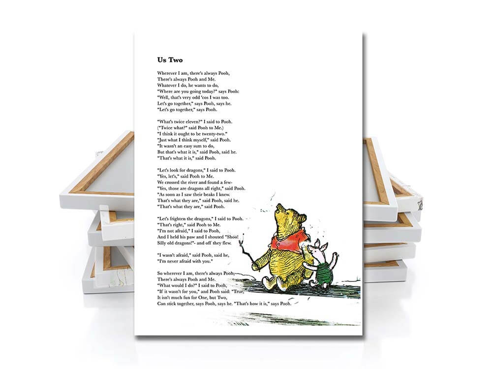 Us Two, Friendship Poem by A. A. Milne, Winnie The Pooh Quotes Canvas 