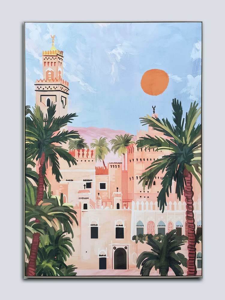 Medina mosque art, Arabic wall art Arabian old city landscapes 