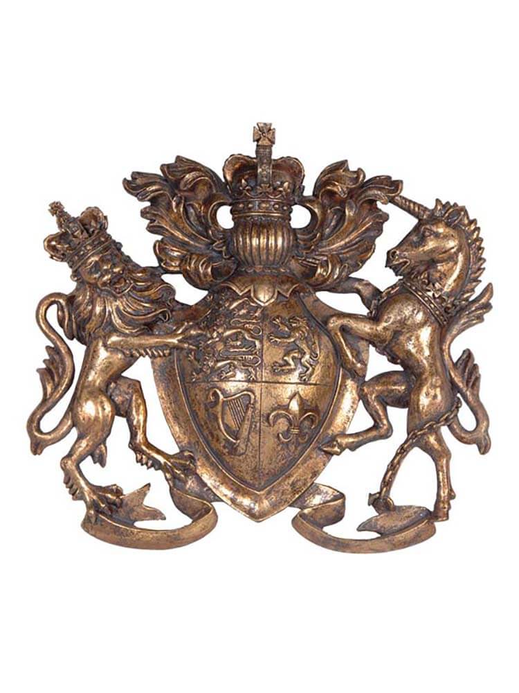 Heraldic wall art, Coat of arms plaque, Brass Coat Of Arms Wall Plaque