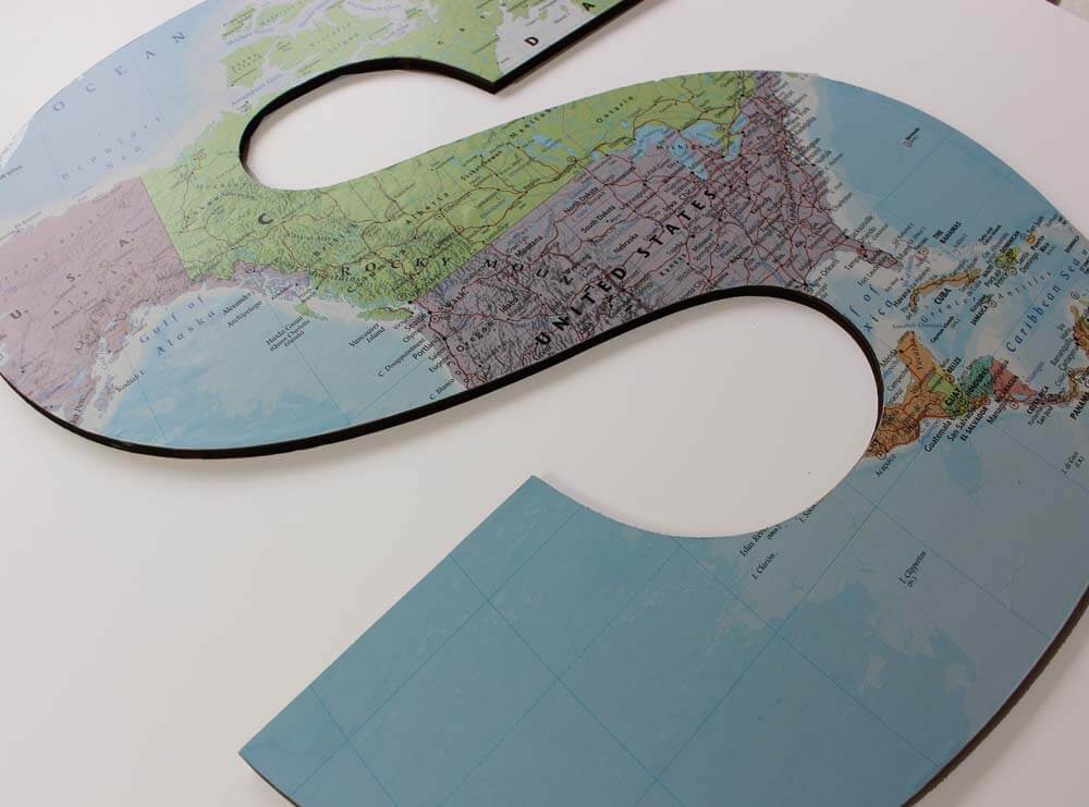 Personalised Map Location Wooden Letter, Large Custom Map Wall Sign