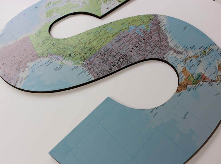Personalised Map Location Wooden Letter, Large Custom Map Wall Sign