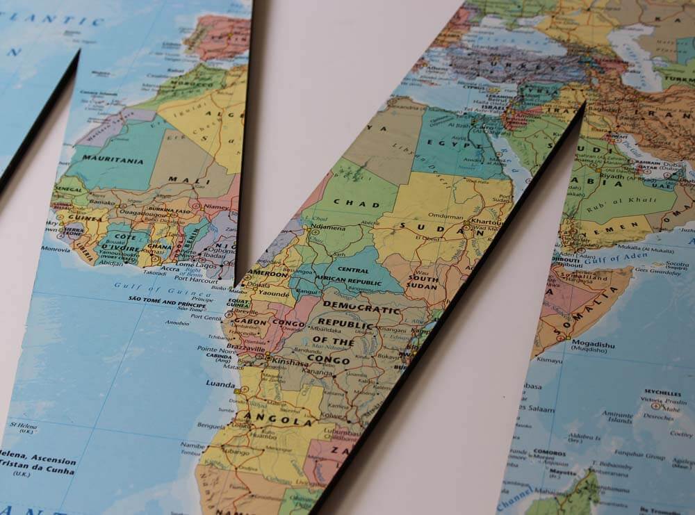 Personalised Map Location Wooden Letter, Large Custom Map Wall Sign