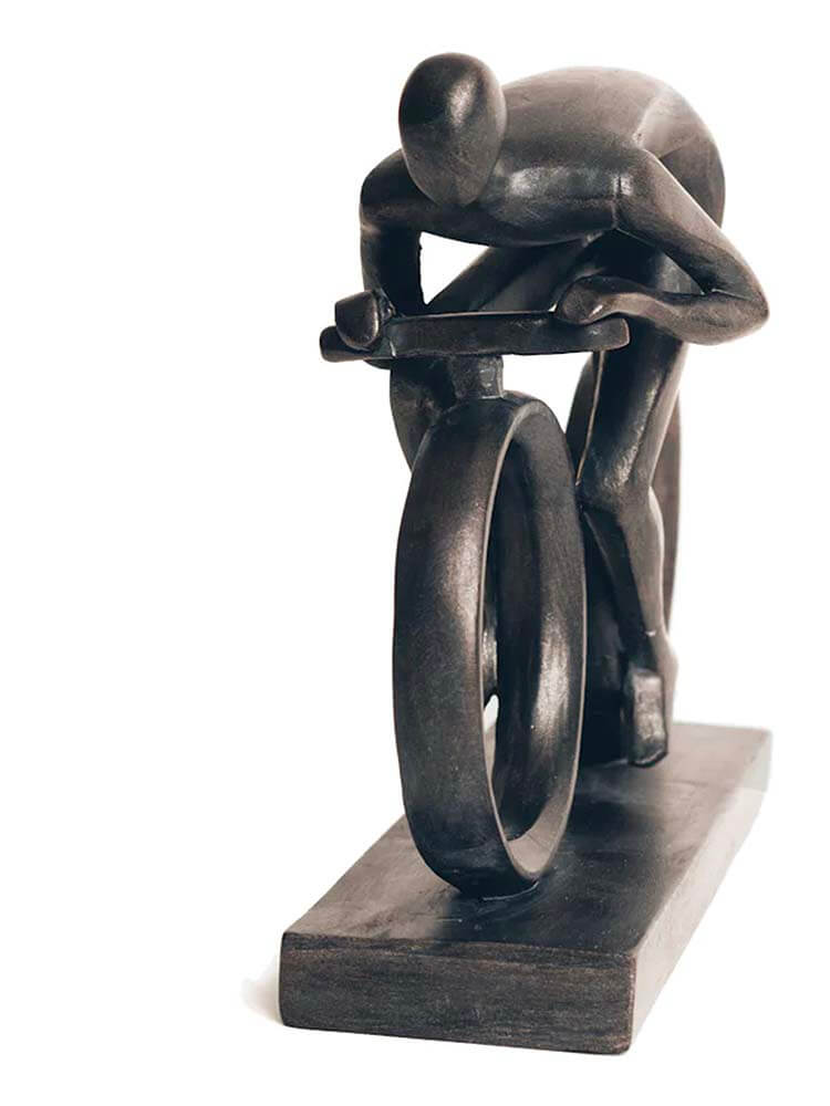 Man Riding a Bicycle Sculpture Silver